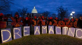 FILE - Demonstrators rally in support of Deferred Action for Childhood Arrivals (DACA) outside the Capitol Washington, Jan. 21, 2018. Daca is having its 10th anniversary on Wednesday, June 14, 2022. (AP Photo/Jose Luis Magana, File)