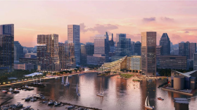 Harborplace renderings show massive residential units envisioned by the developer. (MCB Real Estate)