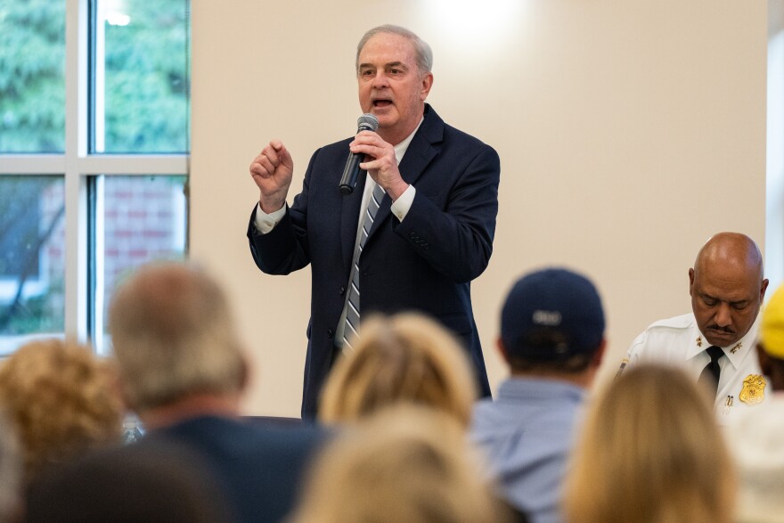 Baltimore County State’s Attorney Scott Shellenberger speaks during a town hall about public safety at the Edward A. Myerberg Center in Baltimore on Wednesday, Sept. 20, 2023. Photo by Kylie Cooper/The Baltimore Banner.