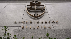 The exterior of the Archdiocese of Baltimore building as seen on Monday, March 13, 2023. (Ulysses Muñoz/The Baltimore Banner)