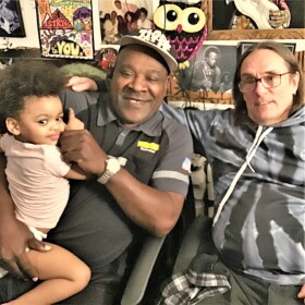 Theo and his granddaughter, with guest John (photo credit: Aaron Henkin/WYPR)