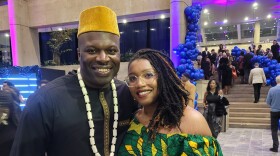 Okey Enyia and Meghan Enyia wore traditional attire to the Inaugural Ball. Mrs. Enyia said she supports Governor Wes Moore because of his platform on early childhood education.