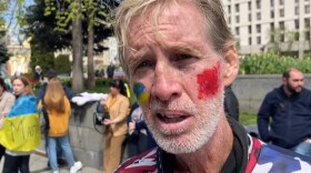 This image taken from a video shows Ryan Routh speaking during an interview at a rally in Kyiv, Ukraine on April 27, 2022. Routh has been arrested for an apparent assassination attempt on former President Donald Trump at his West Palm Beach, Fla. golf course on September 15, 2024. 