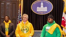 Maryland Department of Juvenile Services Secretary Vinny Schiraldi (C) speaks to Thrive participants along with (L) Corey Barnes, Director of Operations for We Our Us and Thrive Life Coach Brandon Wilson (R). Photo: DJS