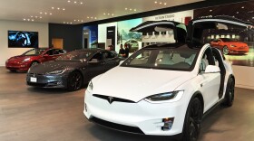 Complete linup of Tesla's electric cars exhibited at Tesla Store Washington D.C.