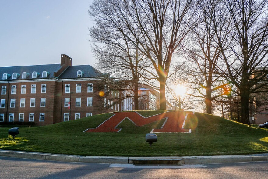 University of Maryland logo on roundabout