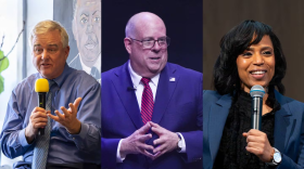 Leading candidates for the U.S. Senate in Maryland in 2024 are, from left: U.S. Rep David Trone, a Democrat; former Gov. Larry Hogan, a Republican; and Prince George's County Executive Angela Alsobrooks. (Photos by Taneen Momeni, Kaitlin Newman and Kylie Cooper)