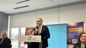 Ryan Moran, Maryland Department of Health deputy secretary for health care financing, speaks at the Maryland Health Benefit Exchange press conference in Baltimore on Jan. 18, 2024. Photo by Scott Maucione/WYPR.