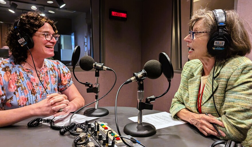 From left to right: Ashley Sterner and Sheilah Kast record together.