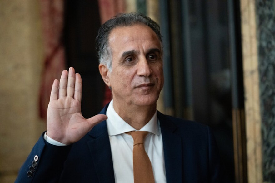 Khalil Zaied is sworn in as the director of the Department of Public Works. Photo courtesy of the Baltimore Mayor's Office.