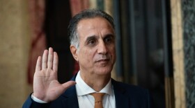 Khalil Zaied is sworn in as the director of the Department of Public Works. Photo courtesy of the Baltimore Mayor's Office.