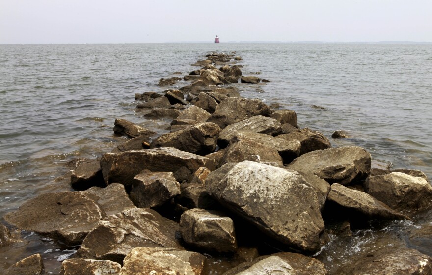 The Chesapeake Bay is seen from Sandy Point State Park in Annapolis, Maryland.