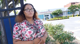 Jessica Boyd stands outside of Northwest Hospital, where her son was hospitalized after three months in a different hospital in Western Maryland. Photo by Kirk McKoy/The Baltimore Banner