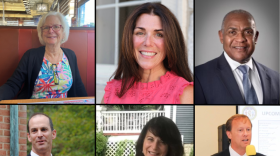 Top row, from left to right: State Senator Kathy Klausmeier (photo by John Lee/WYPR), Yara Cheikh (courtesy of Cheikh) and Barry Williams (courtesy of Williams). Bottom row, from left to right: Del. Jon Cardin (photo by Edward Kimmel, CC BY-SA 2.0 via Wikimedia Commons), Tara Ebersole (courtesy of Ebersole) and former State Senator Jim Brochin (courtesy of Brochin).