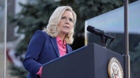 Former Congresswoman Liz Cheney, R-Wyo., speaks at a campaign event for Democratic presidential nominee Vice President Kamala Harris at Ripon College in Ripon, Wis., Thursday, Oct. 3, 2024. (AP Photo/Mark Schiefelbein)