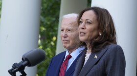 President Joe Biden listens as Vice President Kamala Harris speaks in the Rose Garden of the White House in Washington, May 13, 2024. With Biden ending his reelection bid and endorsing Harris, Democrats now must navigate a shift that is unprecedented this late in an election year. Democrats are set to hold their convention in Chicago in August. (AP Photo/Susan Walsh, File)