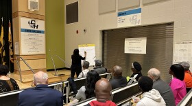 Residents participate in workshops answering questions such as, “What is the biggest problem you or the people in your neighborhood face?” Photo by Wambui Kamau/WYPR.