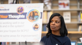 Baltimore County Public Schools superintendent Myriam Rogers pictured at a public forum on Thursday, June 15, 2023. (Dylan Thiessen/The Baltimore Banner)