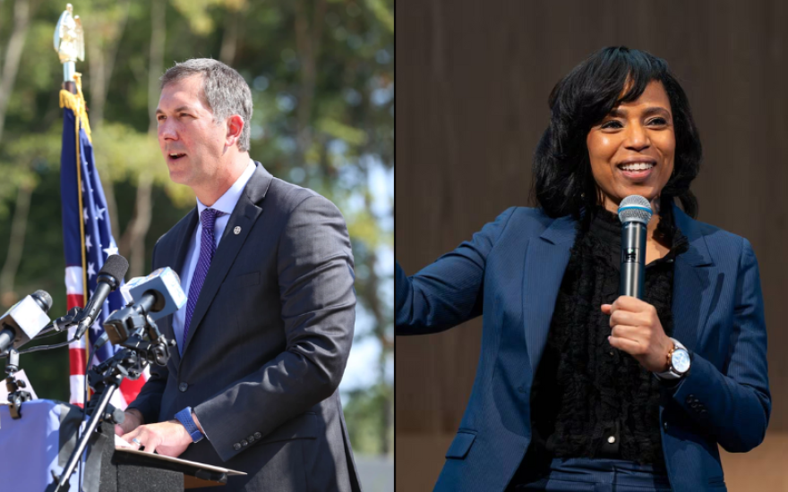 Baltimore County Executive Johnny Olszewski is the Democratic nominee for Maryland’s second congressional district, and Prince George's County Executive Angela Alsobrooks is the Democratic nominee to represent Maryland in the U.S. Senate. Photo of Olszewski courtesy of Baltimore County, photo of Alsbrooks by Kylie Cooper/The Baltimore Banner.