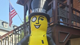 Mr. Peanut greets visitors at the annual gathering of the Peanut Pals Club. The even loosely commemorates the character's "birthday."