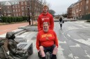 Joseph Dubsky, a freshman at the University of Maryland, College Park campus said he's concerned that without access to the state's college savings plan he might drop out of school. His father, Michael Dubsky, joined him for a rally in Annapolis, Maryland on January 19th, 2023.