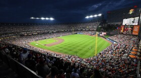 A general view image of Oriole Park at Camden Yards during the seventh inning of a baseball game between the Baltimore Orioles and the Philadelphia Phillies, Friday, June 14, 2024, in Baltimore. (AP Photo/Terrance Williams)