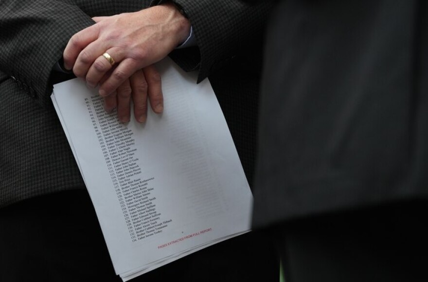 The Attorney General’s office released the Catholic Church Investigation papers. List of names. (Kaitlin Newman/The Baltimore Banner)