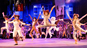 Katelyn O’Connor, center, along with the cast of Cats.