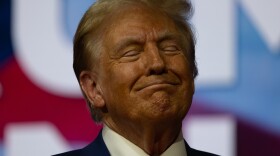 Former President Donald Trump, the Republican presidential nominee, holds a town hall at the Greater Philadelphia Expo Center in Oaks, Pa., on Oct. 14.