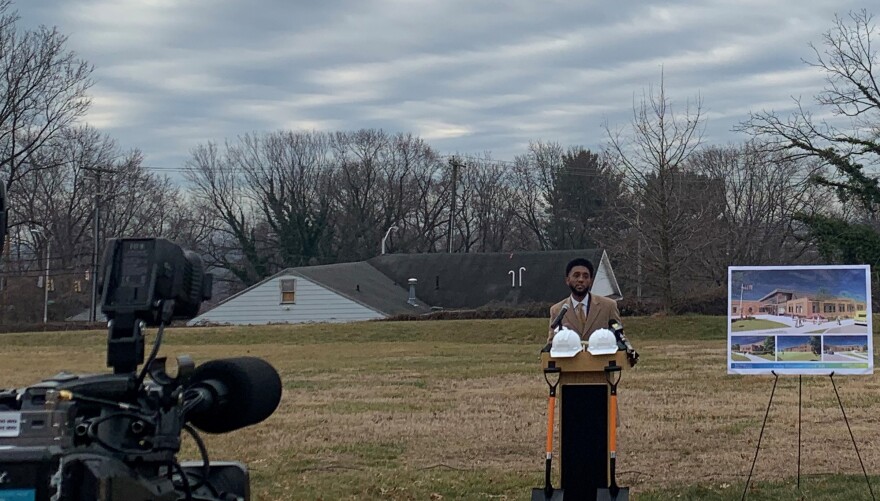 Baltimore City Mayor Brandon Scott speaks during a recent press conference about Furley Elementary School.