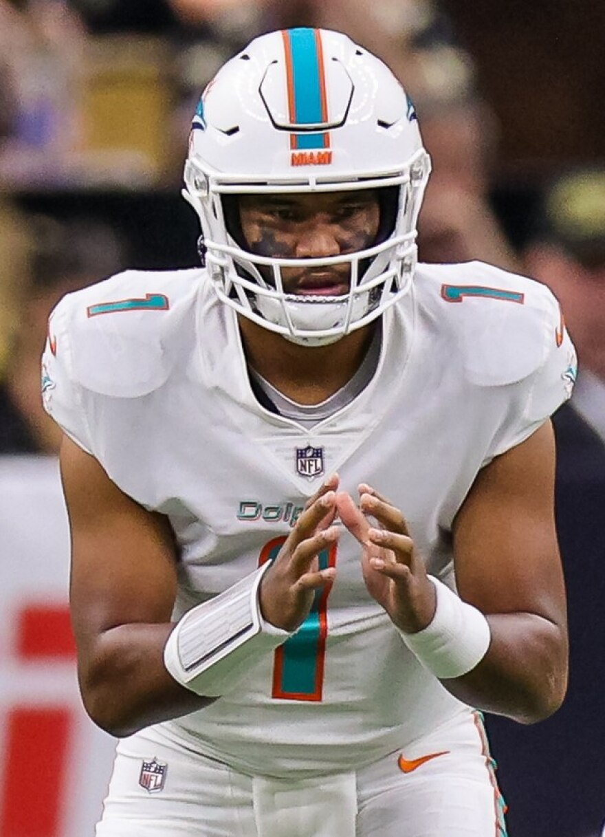 Tua Tagovailoa during a matchup against the New Orleans Saints