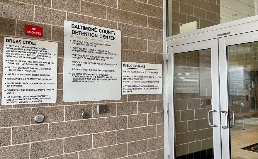 The entrance of the Baltimore County Detention Center.