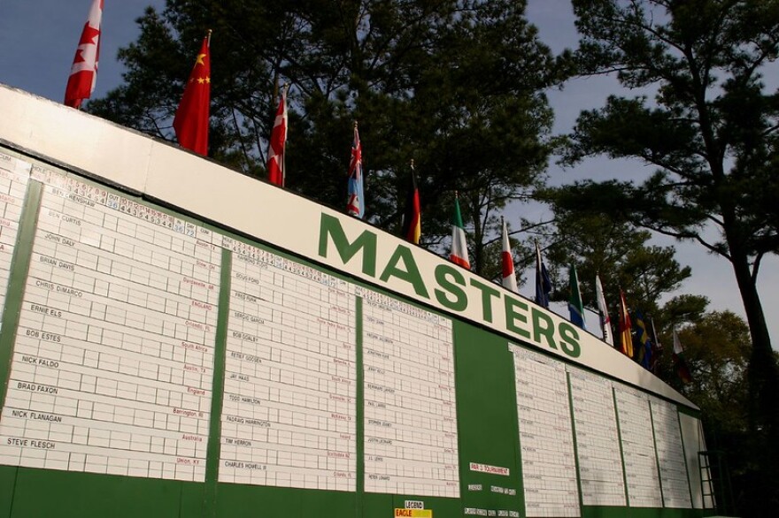 Scoreboard at the Masters Tournament