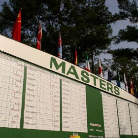 Scoreboard at the Masters Tournament