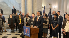 Gov. Wes Moore speaks at press conference Jan. 31, 2024 unveiling a juvenile justice bill. Photo by Matt Bush/WYPR.