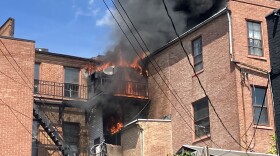 A fire in Baltimore on Thursday, June 20, 2024. Photo by Bri Hatch/WYPR.