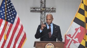 Governor Wes Moore unveiled his latest poverty-fighting measure from Brooklyn's Life Church Ministries. The ENOUGH Act aims to be a community-led effort where local organizations can get state grants to tackle their most pressing issues. Photo by Emily Hofstaedter/WYPR.