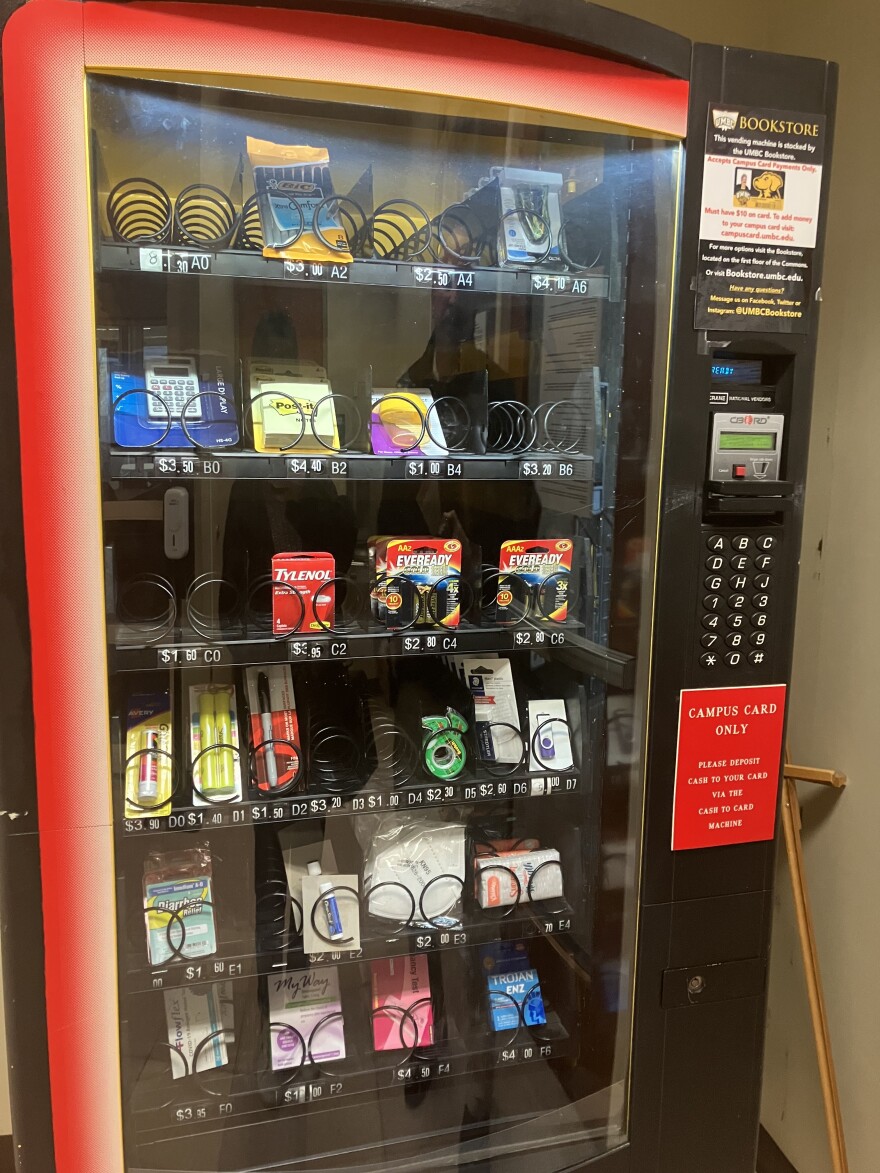 Many colleges are turning to vending machines to house 24/7 contraception, like condoms, morning-after pills and — potentially — the first federally-approved over-the-counter daily birth control pill. Photo by Bri Hatch/WYPR.